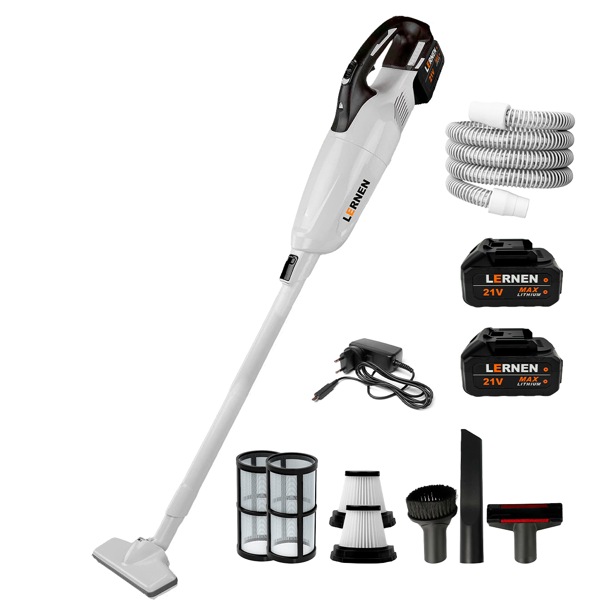 Aspiradora Inalámbrica Lernen 21v + 2 Baterías + Accesorios
