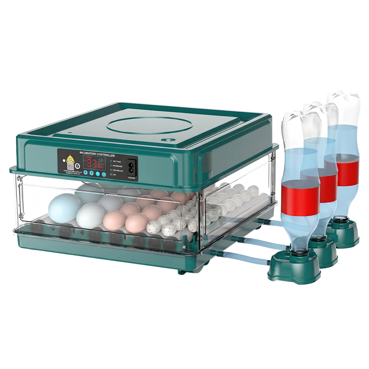 Incubadora Automática KERU 48 Huevos con Volteo, Control de Temperatura y Doble Alimentación