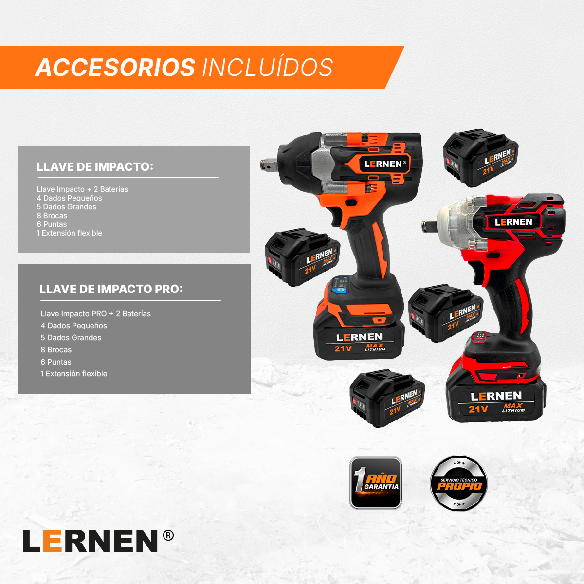 Pack Llave Impacto 1/2 700 Nm LERNEN + Pack Llave Impacto 1/2 280 Nm LERNEN