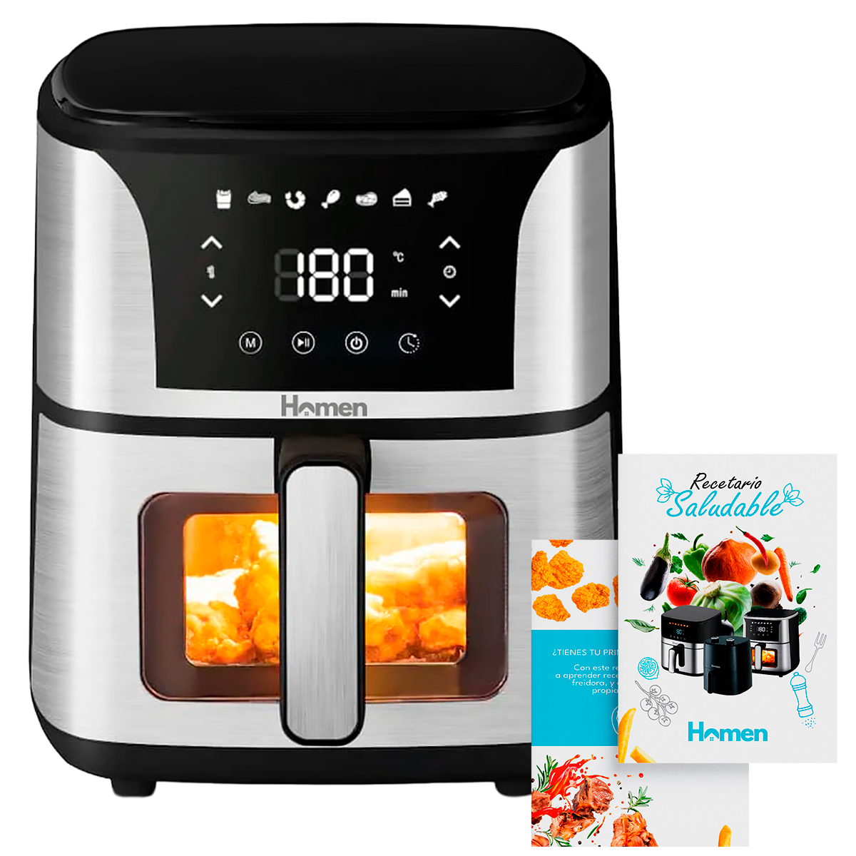 Freidora de Aire 5.5 Litros 1.350W Homen con Panel Touch — Mayor capacidad y control