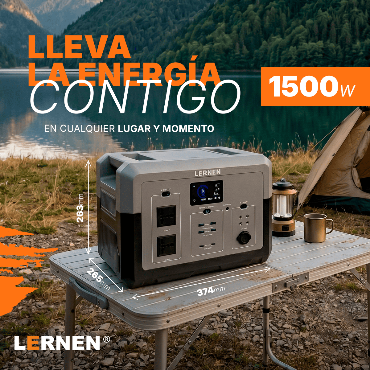 Estación de Energía Portátil Lernen 1500w para Emergencias y Camping en Chile