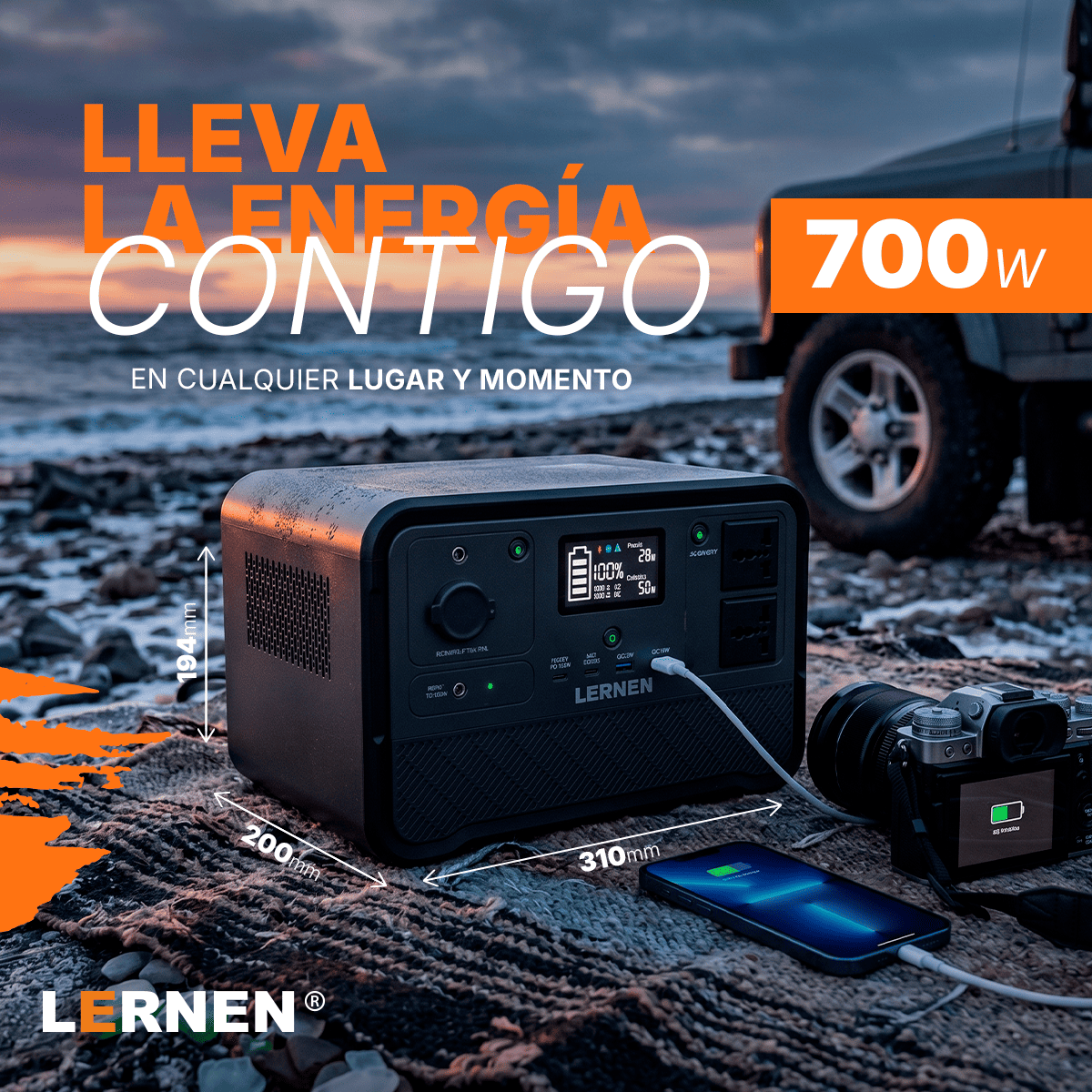 Estación De Energía Portátil Lernen 700w Generador Eléctrico