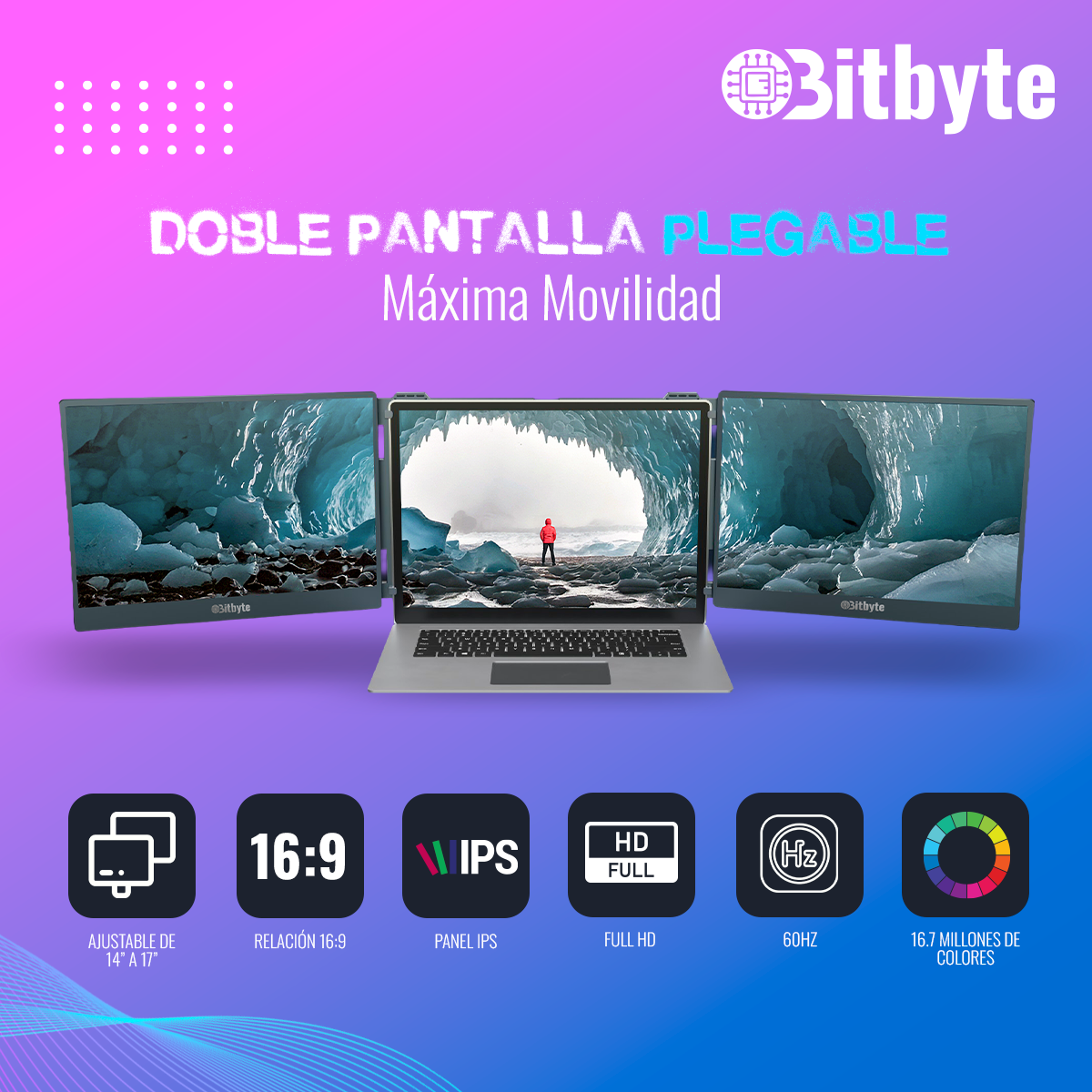 Monitor Doble Bitbyte 14" Full HD
