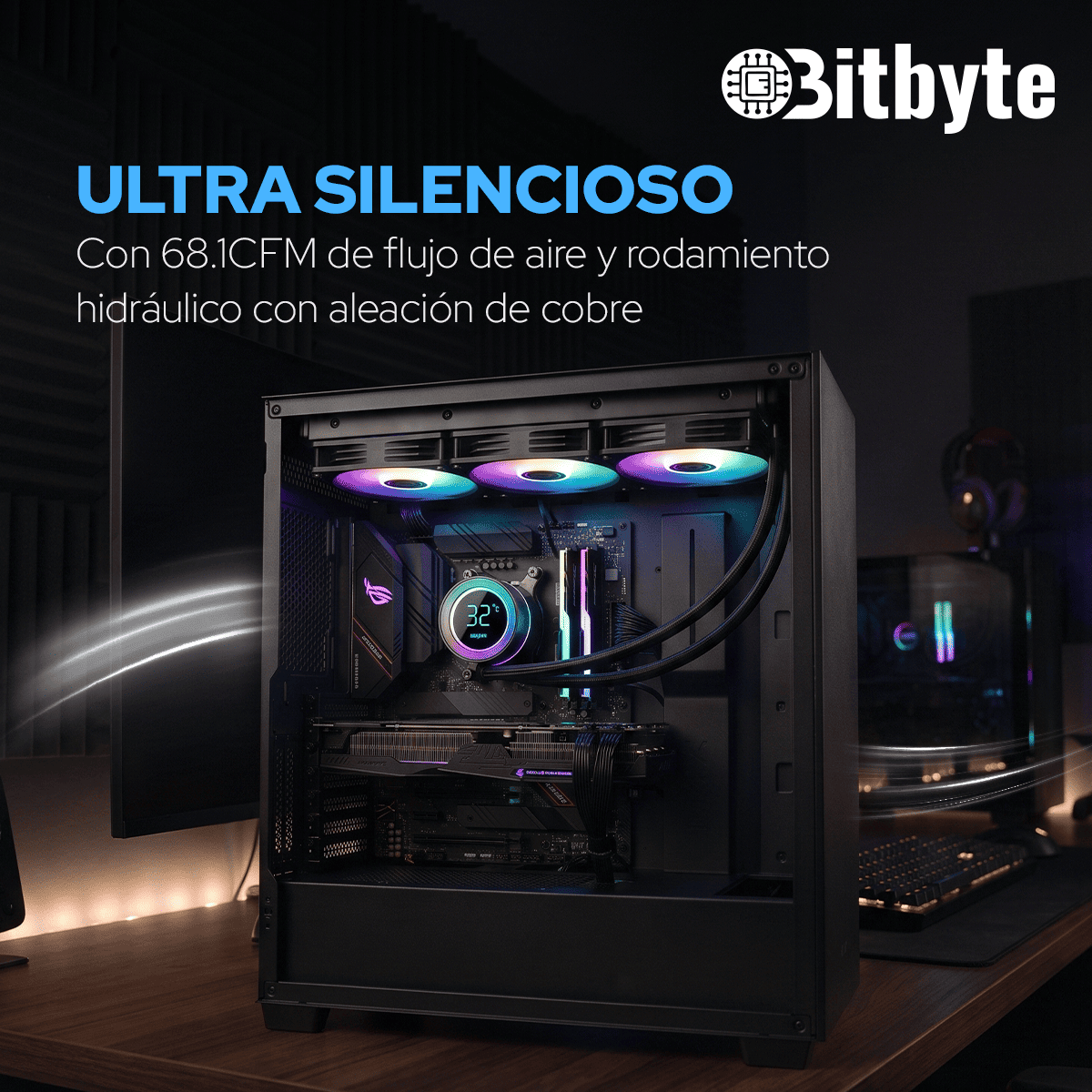 Refrigeración Líquida AIO ARGB PWM 360mm Bitbyte para Intel y AMD