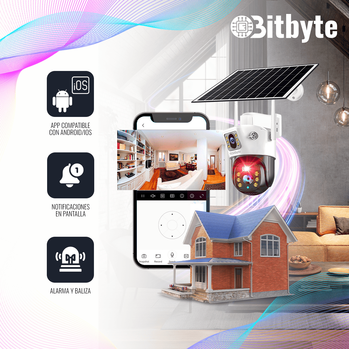 Cámara de seguridad Solar Wifi Exterior Impermeable 4MP