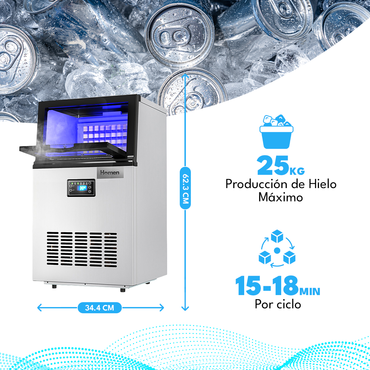 Máquina de Hielo Automática 25 kg/24h