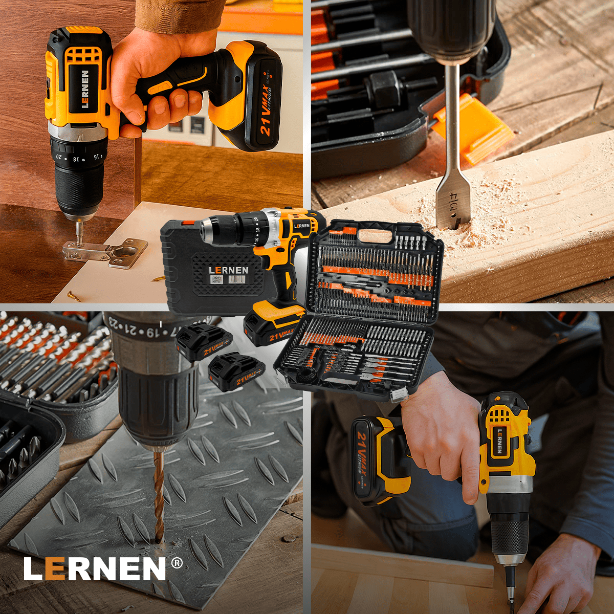 Pack Taladro Inalámbrico Percutor + Set 246 Brocas