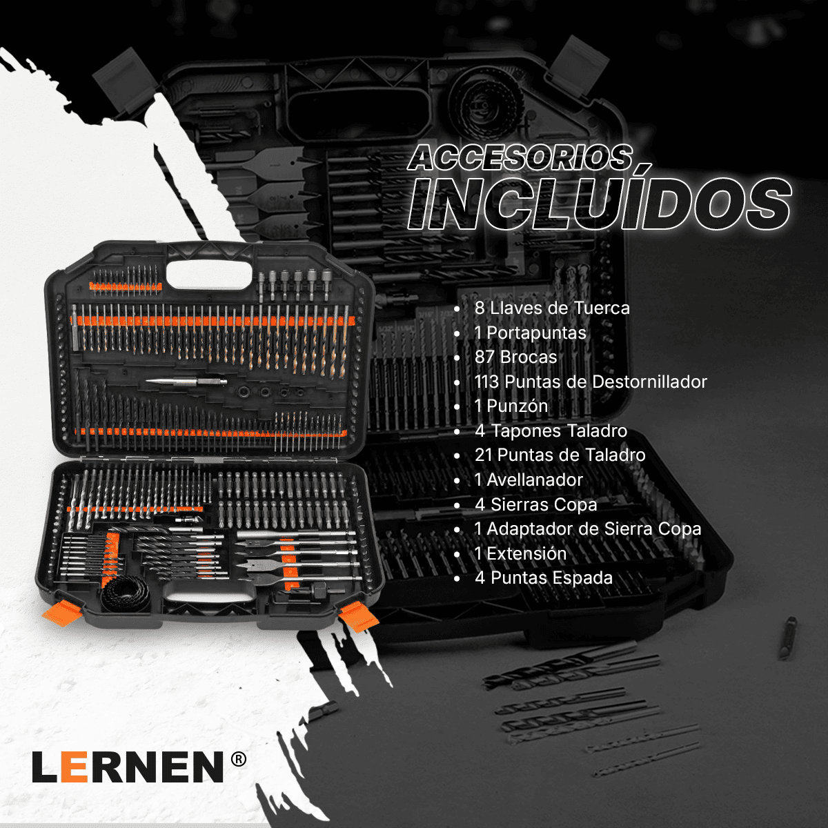 Maletín De 246 Puntas De Taladro, Brocas y Dados
