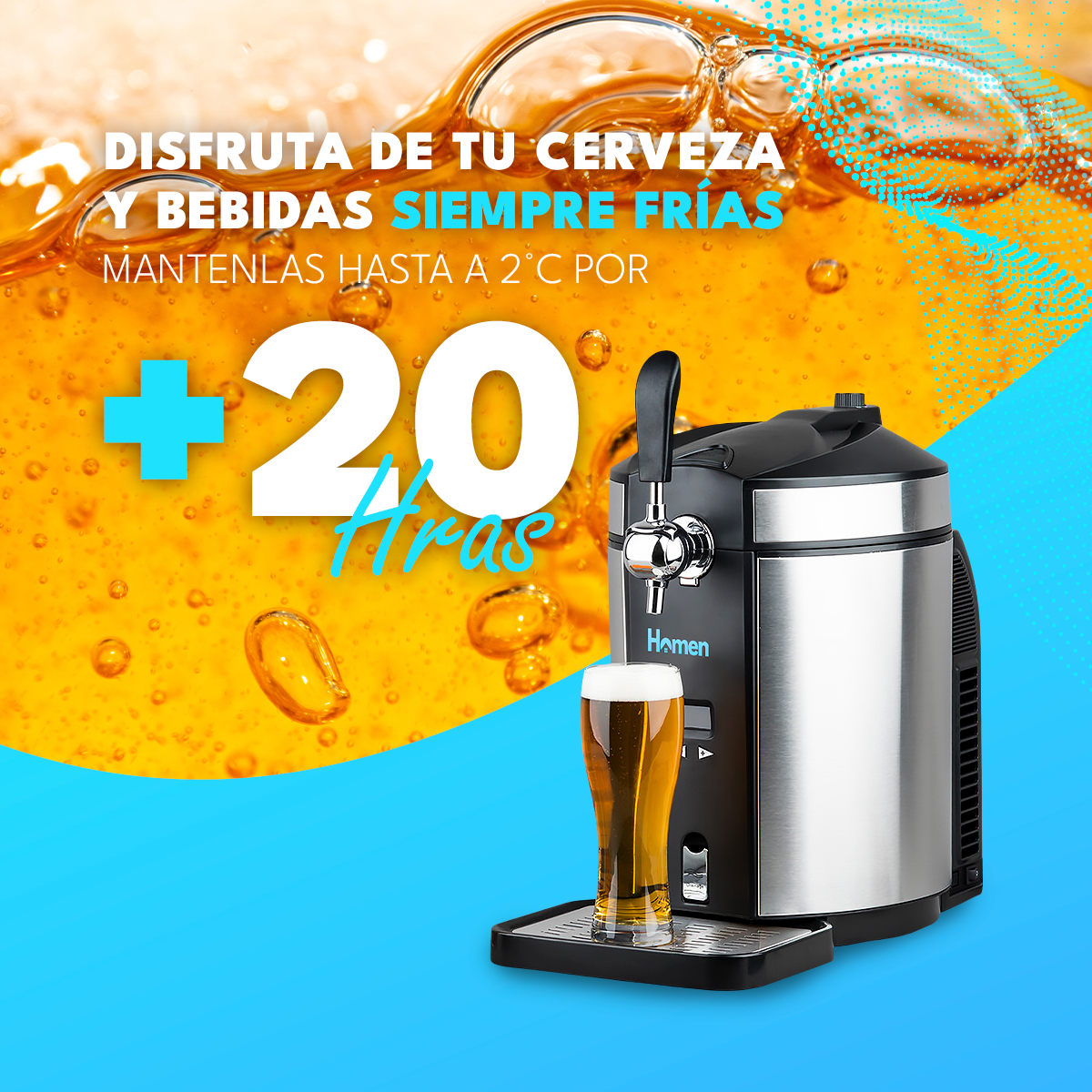 Dispensador de Cerveza 5L Homen con Sistema de Refrigeración