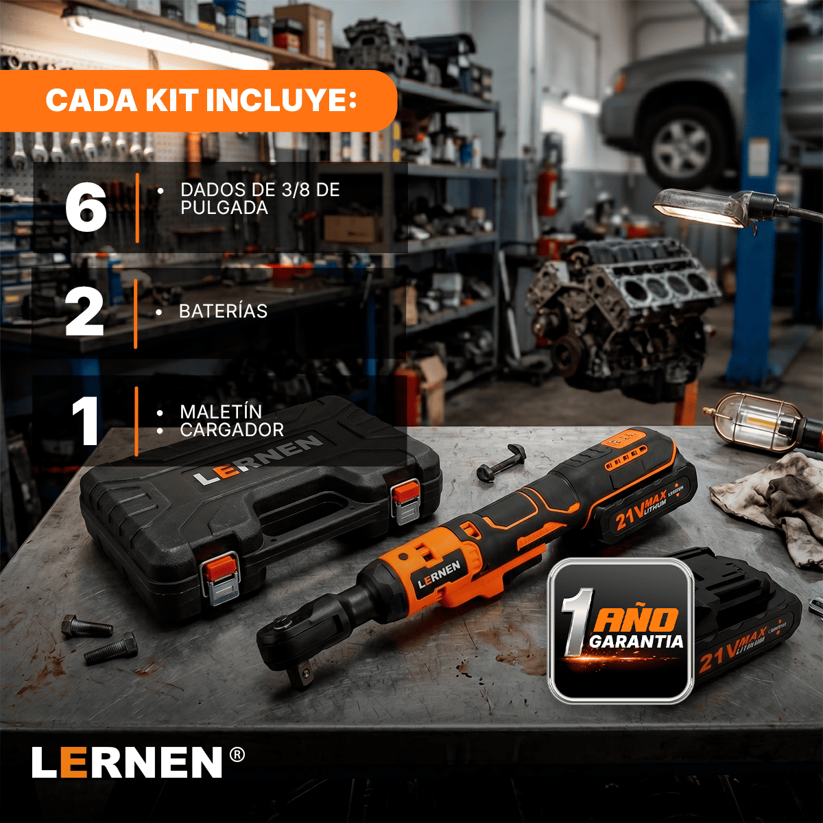 Llave Chicharra eléctrica Inalámbrica + 2 baterías + 6 dados
