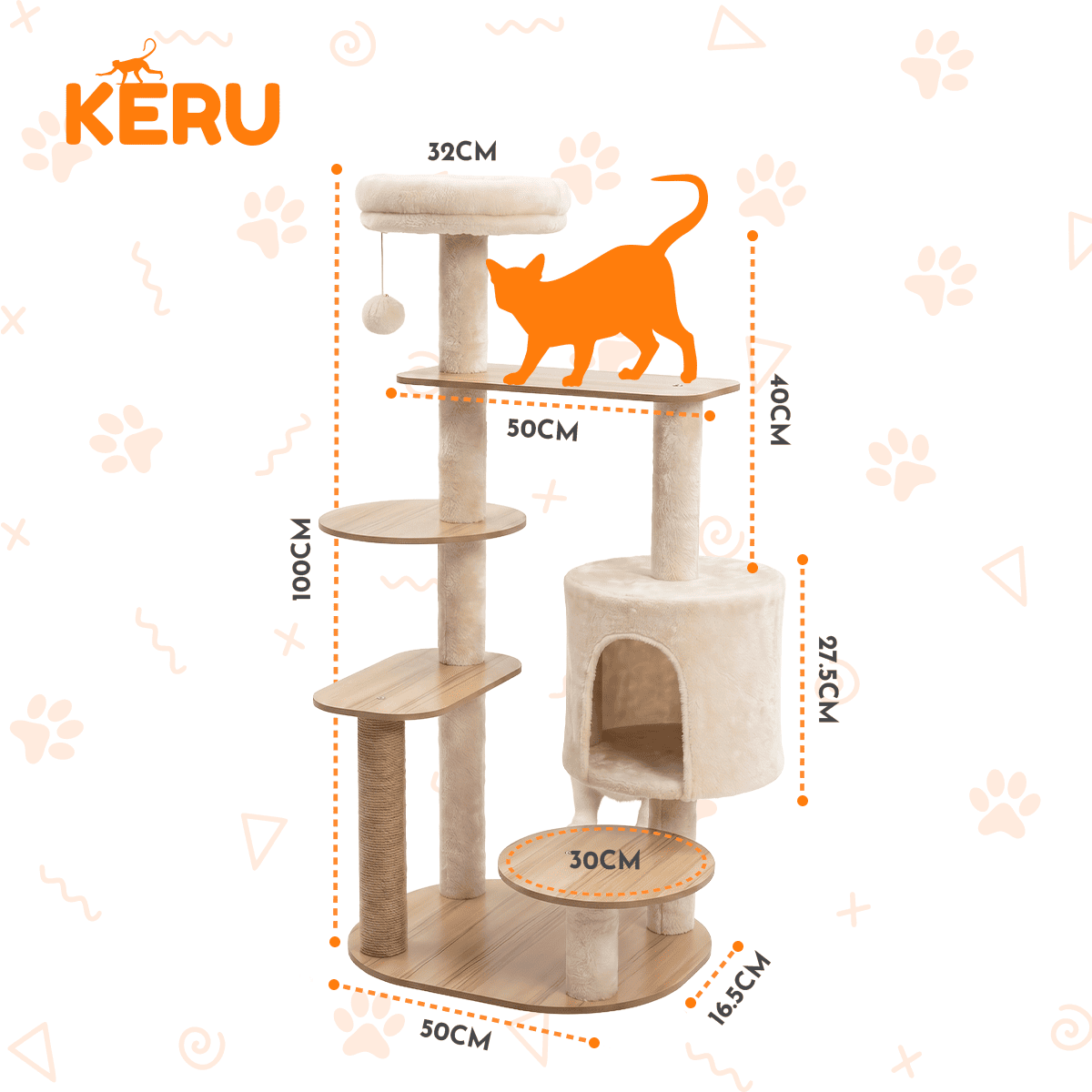 Castillo Rascador para gatos KERU Multinivel con Juegos