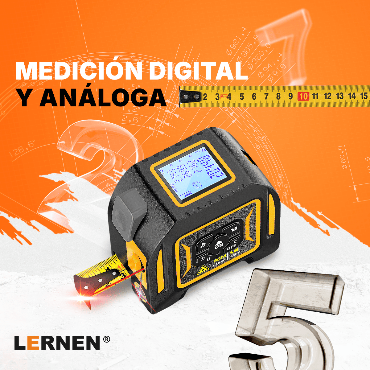 Medidor Distancia Láser Telémetro Con Huincha Lernen