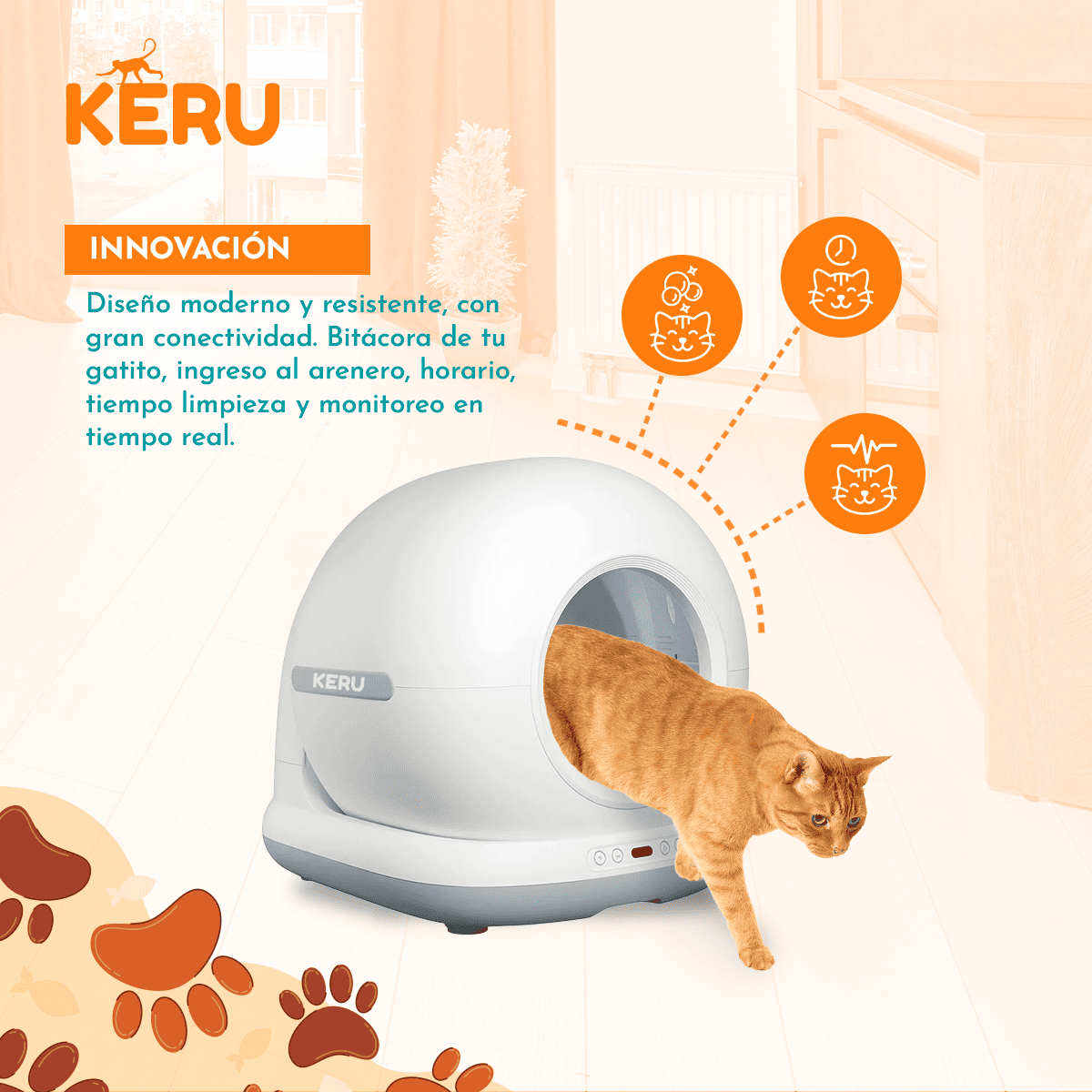Arenero Inteligente Automático Para Gatos Con App Y Conexión Wifi Keru