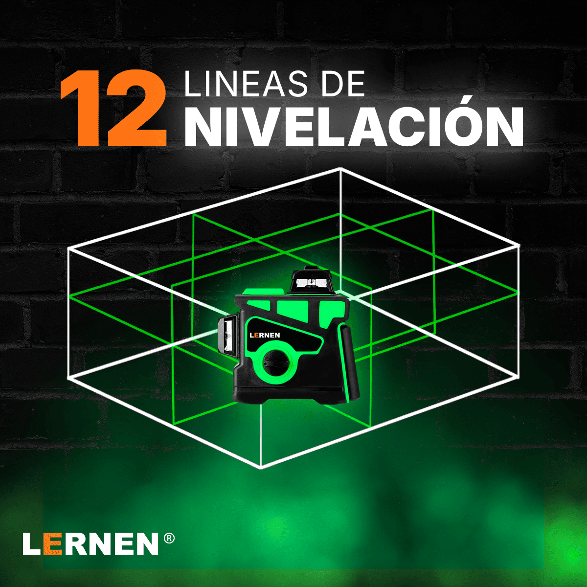 Nivel Laser Profesional 12 Líneas LERNEN + Maletín + Trípode Lernen