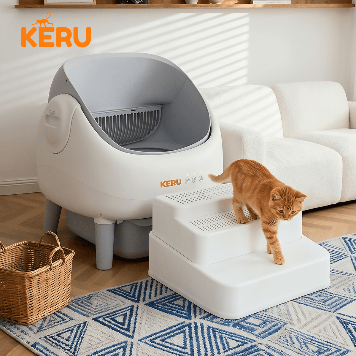 Escalera Para Arenero Gato KERU 3 Niveles Atrapa Arena