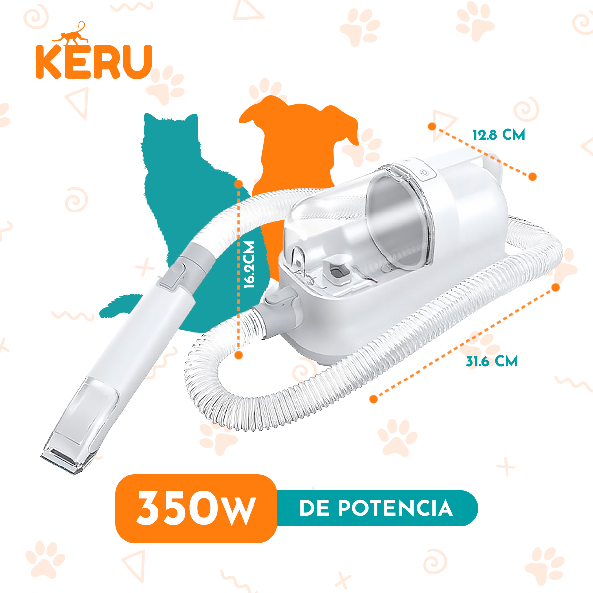 Kit Cortadora y Aspiradora de Pelos 8 en 1 para Perros y Gatos