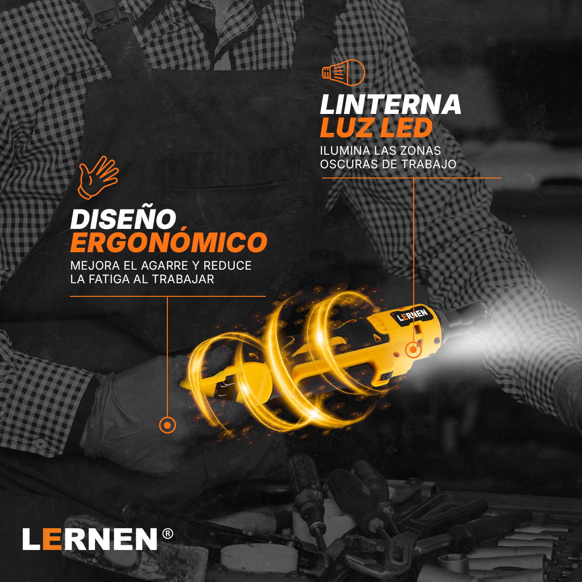 Llave Chicharra eléctrica Inalámbrica PRO + 2 baterías + 6 dados Lernen