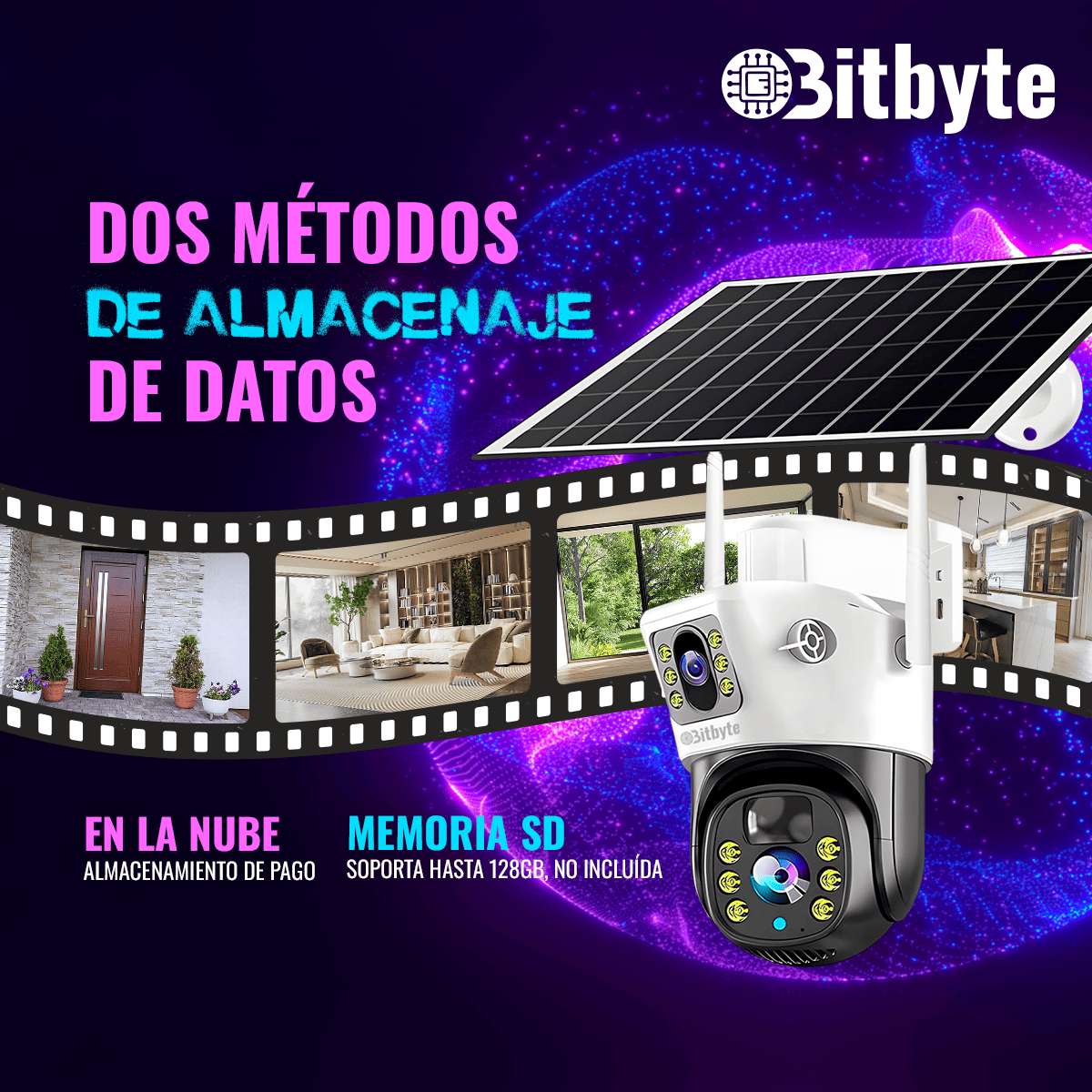 Cámara de seguridad Solar Wifi Exterior Impermeable 4MP