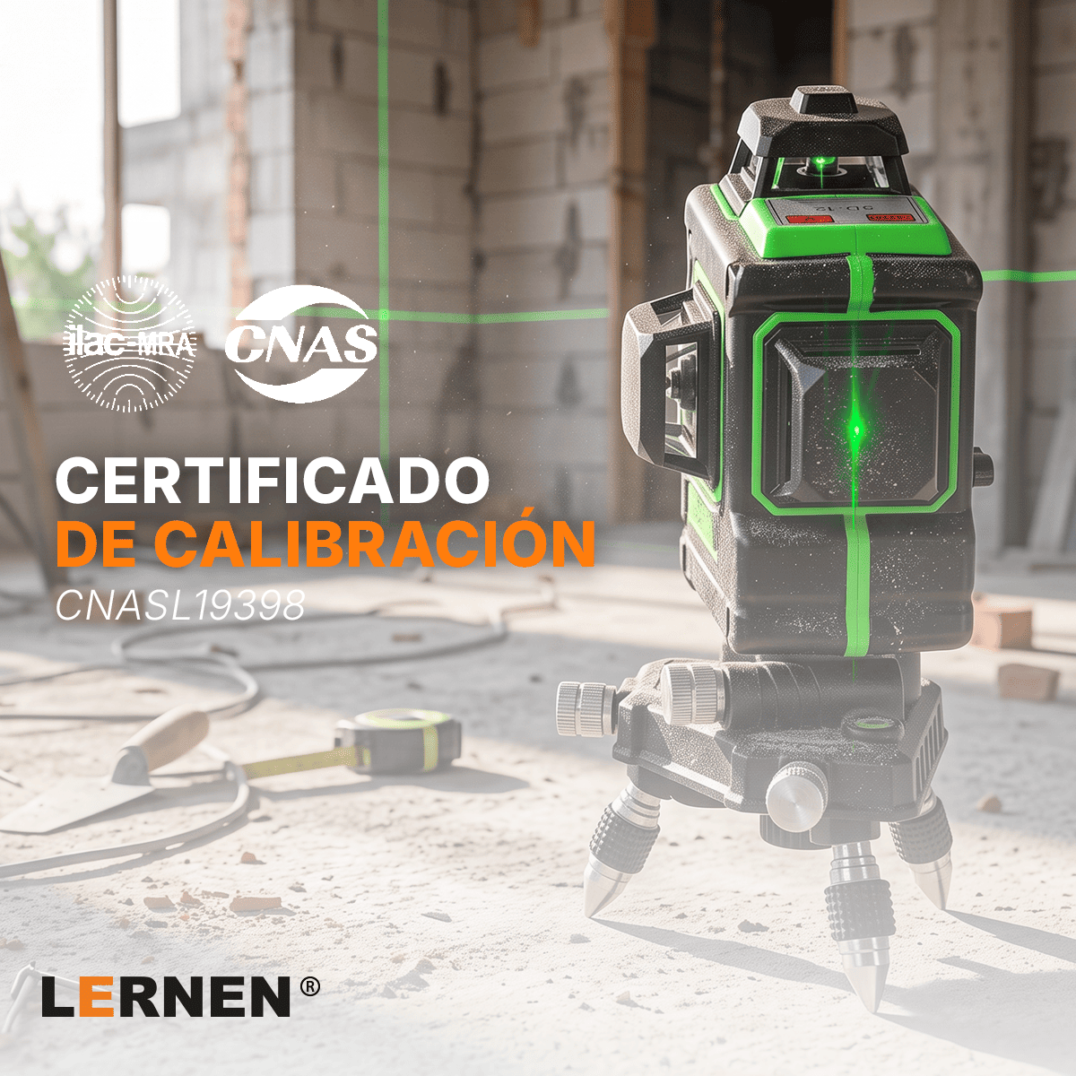 Nivel Laser Profesional 12 Líneas LERNEN + Maletín + Trípode