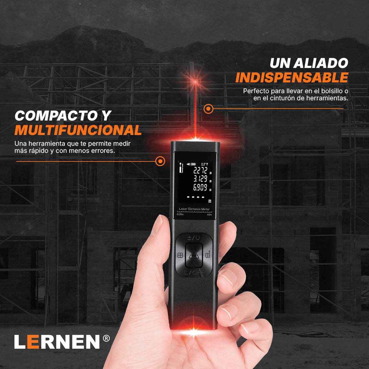 Medidor Láser Multifunción 60M 3 en 1 Lernen