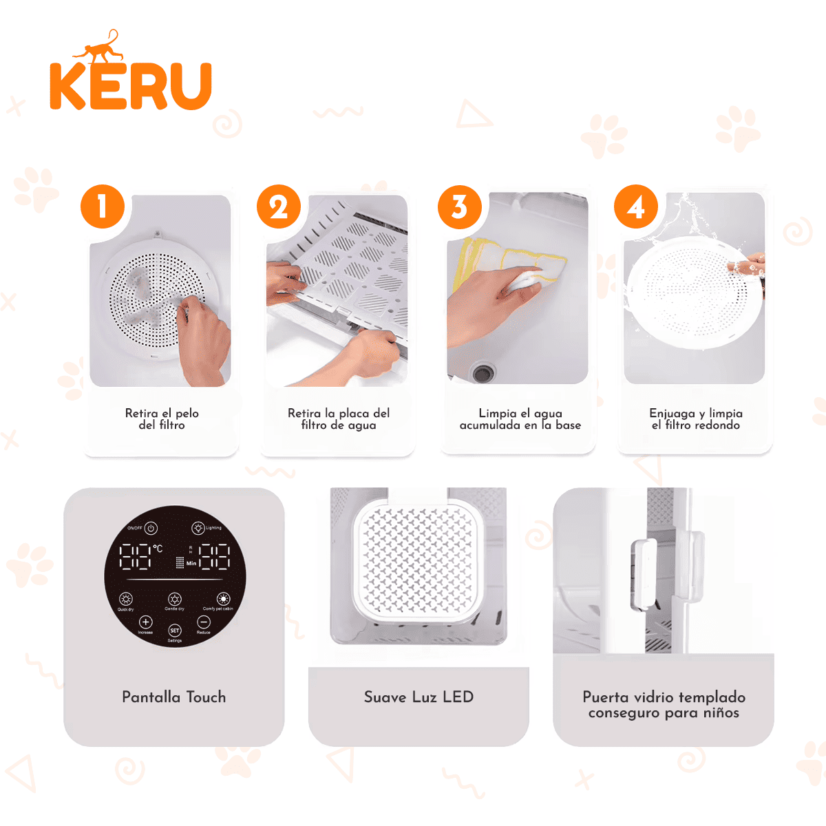 Caja Secadora Inteligente de Mascotas Silenciosa Keru