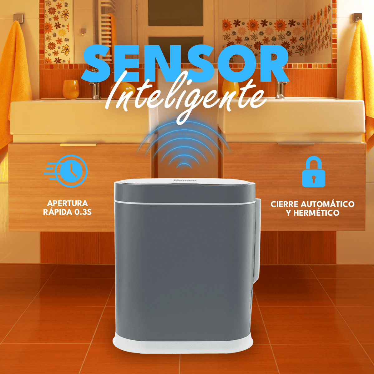 Basurero Automático Papelera Inteligente Sensor 8 Lts - GRIS