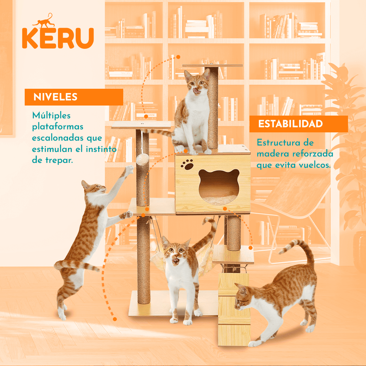 Castillo Rascador Para Gatos EC KERU Keru