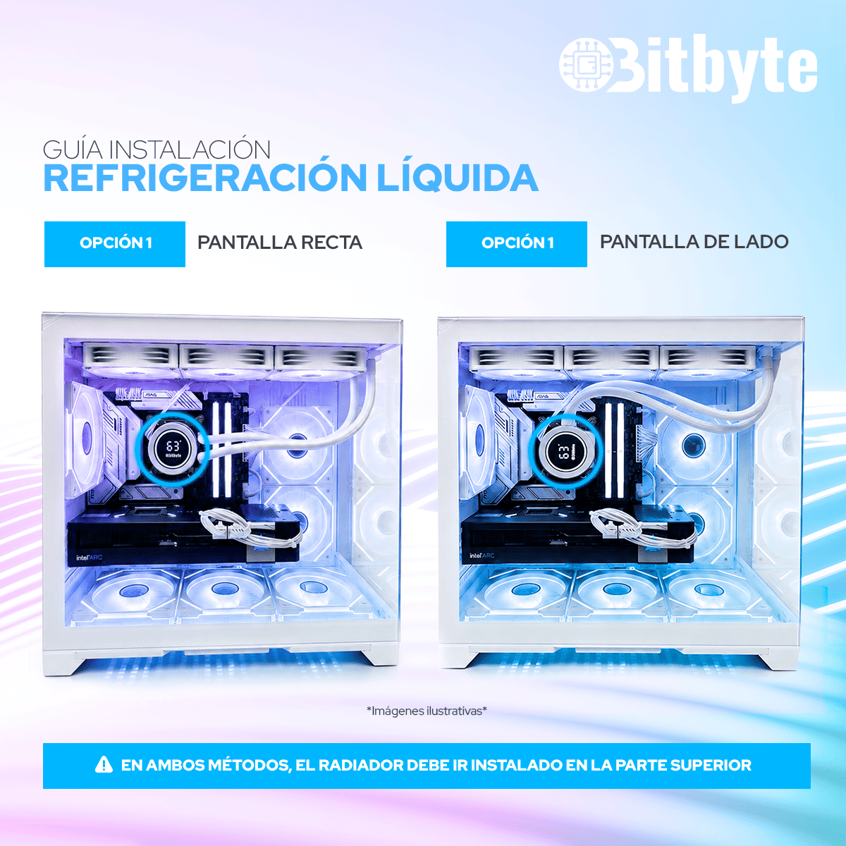 Refrigeración Líquida AIO ARGB PWM 360mm Bitbyte para Intel y AMD