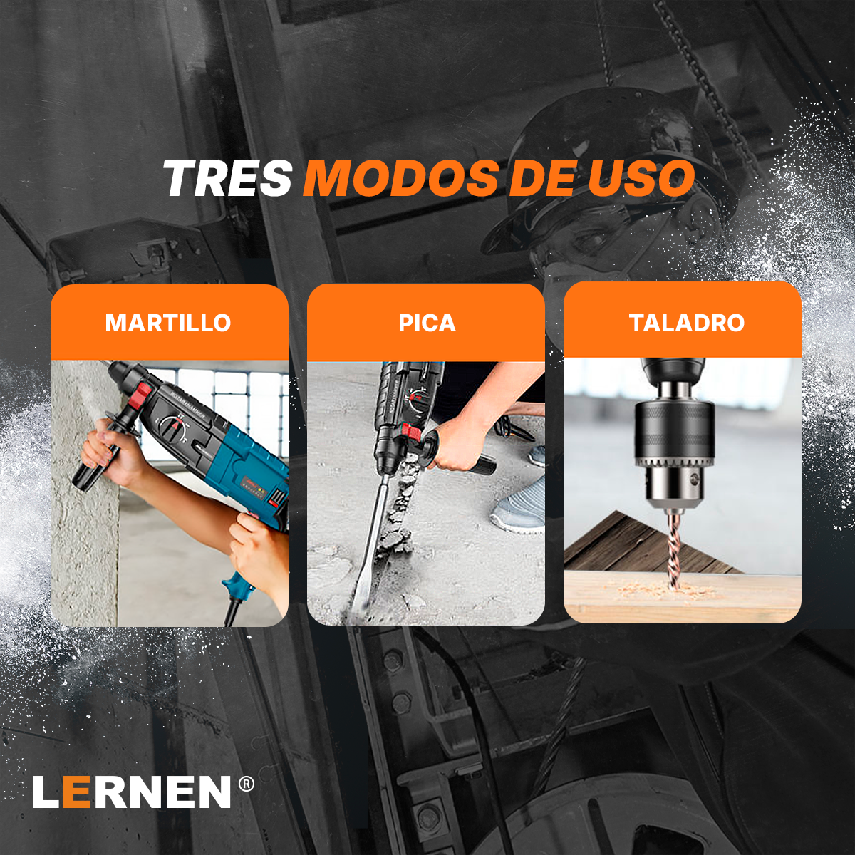 Kit Rotomartillo 800 W LERNEN+ Maletín Portátil + Accesorios