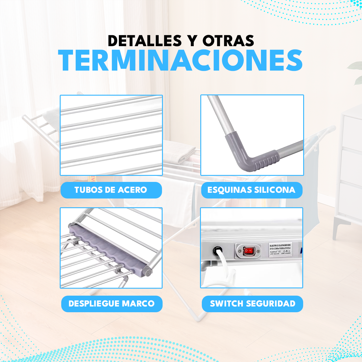 Tendedero Plegable Eléctrico Colgador Para Secar Ropa