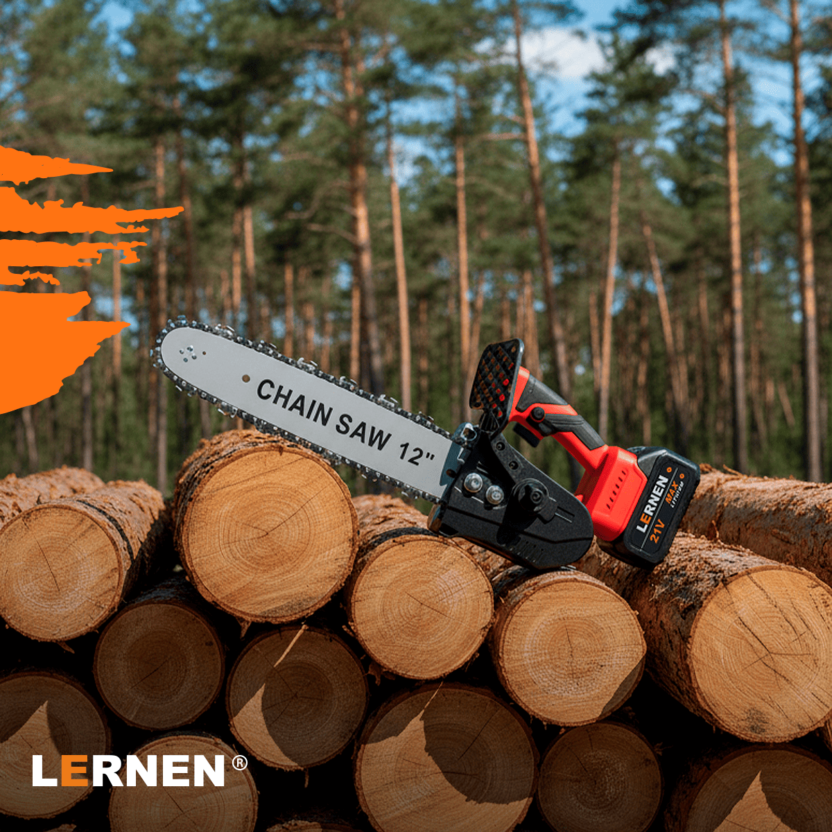 Motosierra Podadora Inalámbrica 12” LERNEN + 2 Baterías + Maletín Lernen