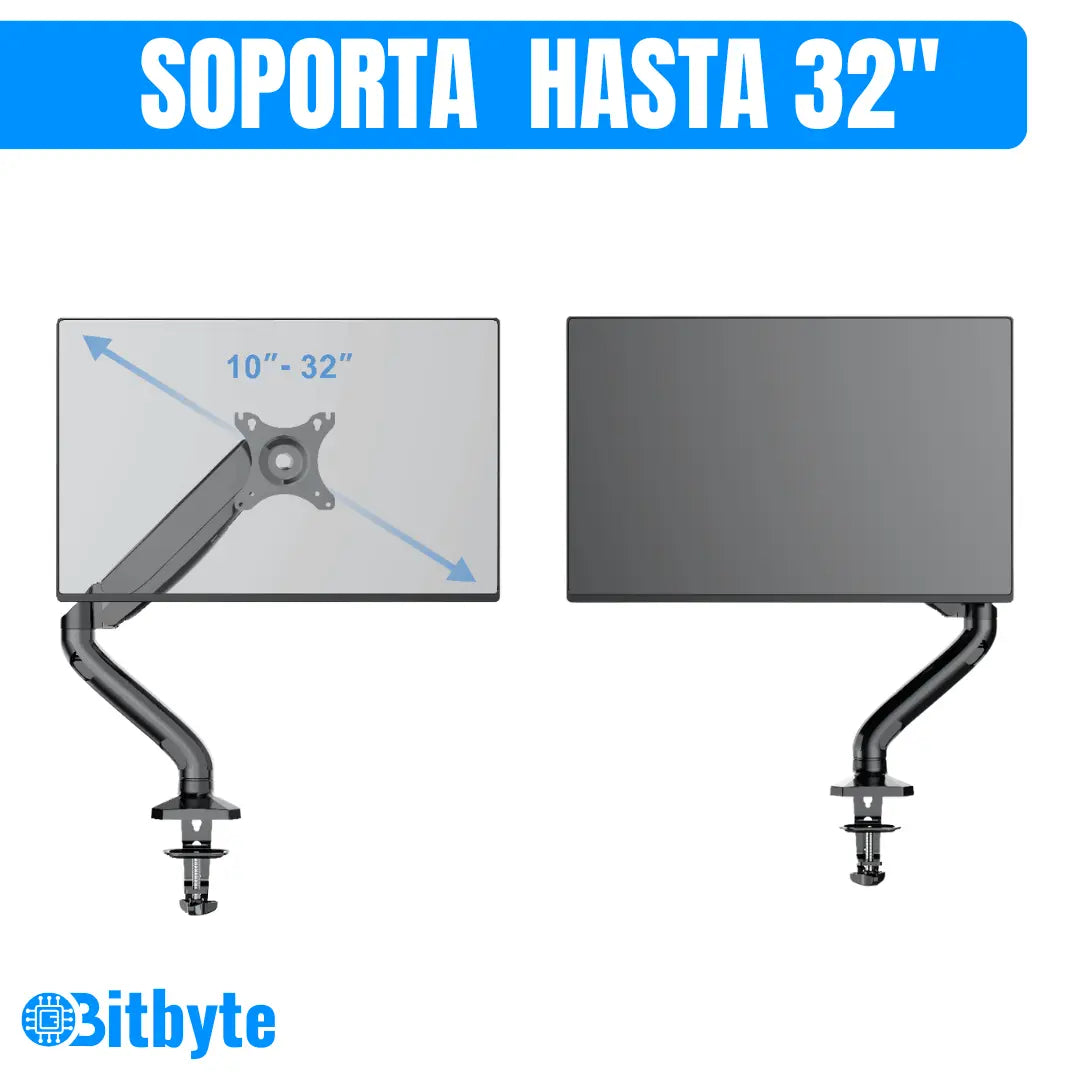 Soporte Monitor Escritorio 13 -32 Pulgadas Brazo Articulado Color Negro Bitbyte