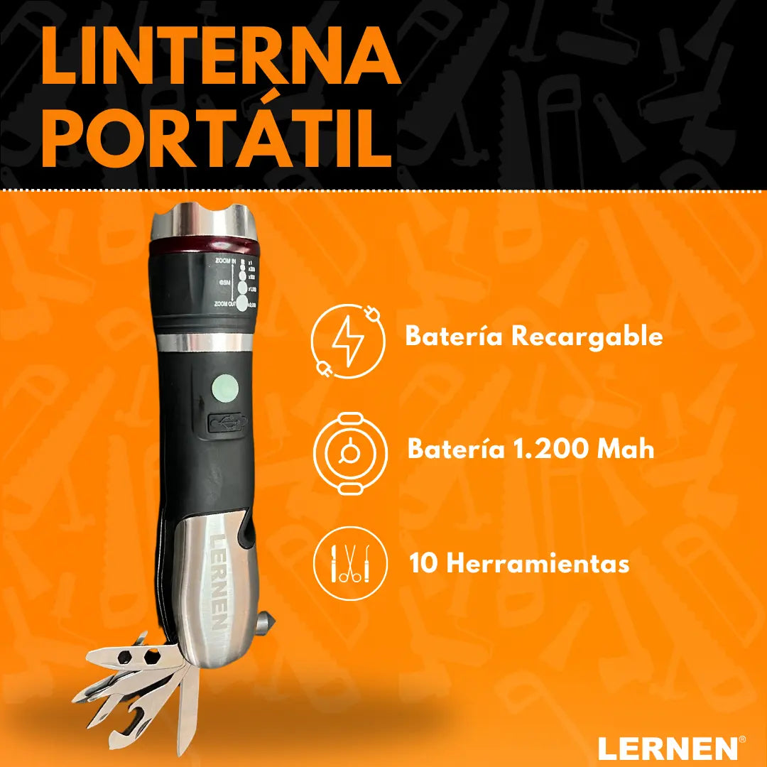 Linterna Recargable con Zoom Multiproposito Lernen