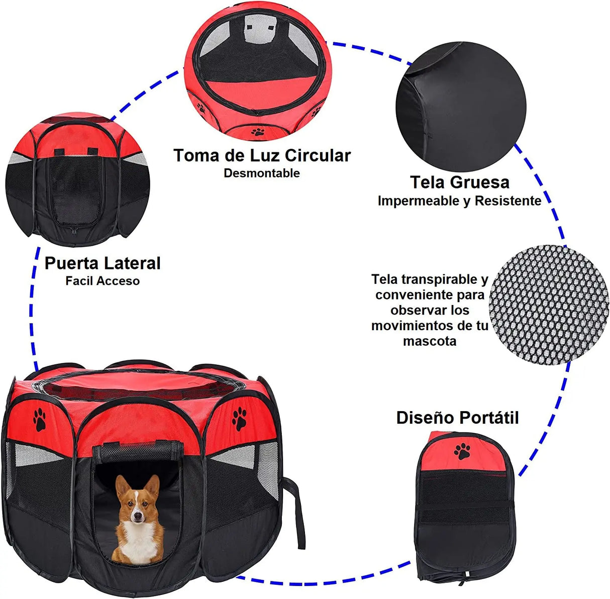 Corral Para Mascotas Perro Gato - S, M, L y Xl Keru