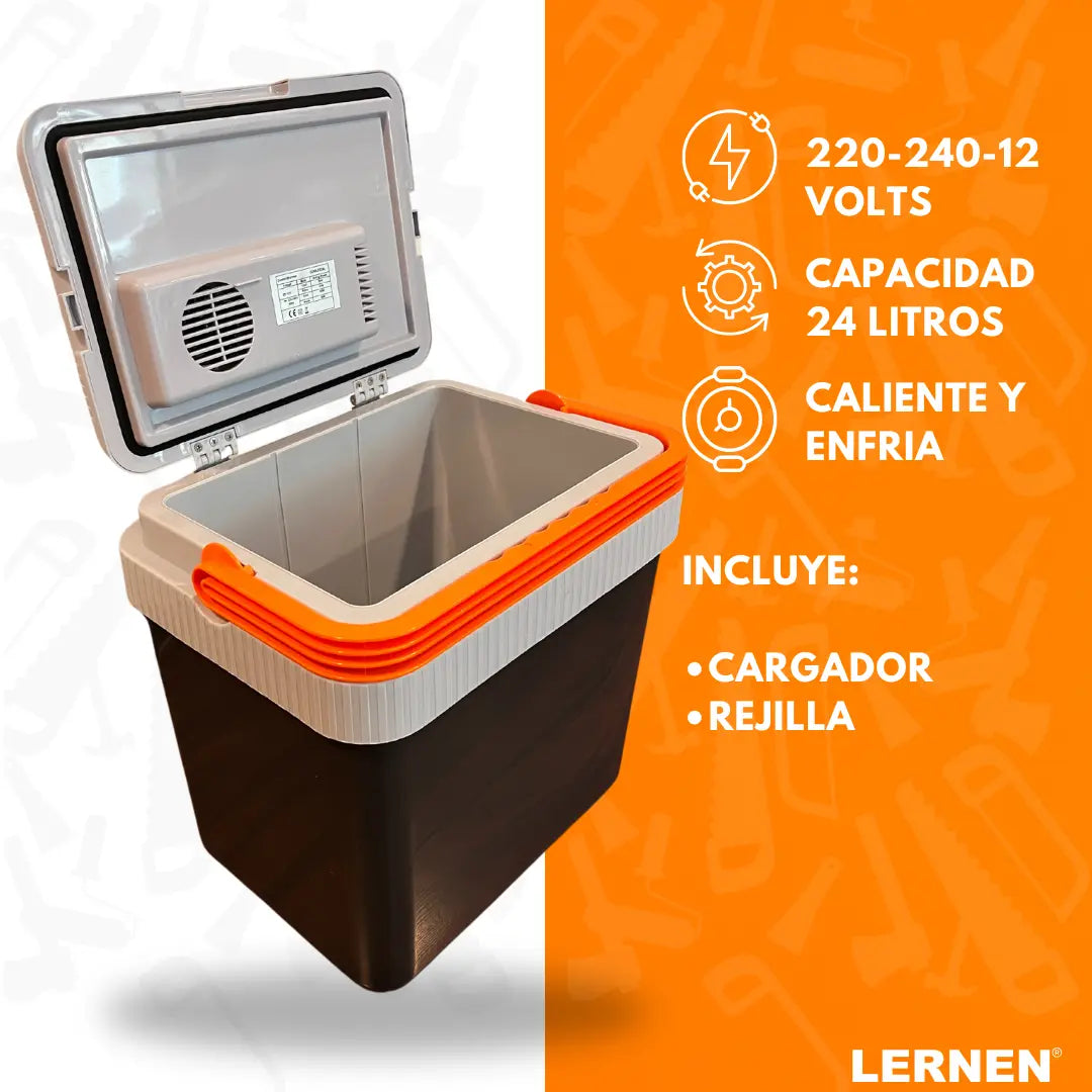 Cooler Portátil Eléctrico 24 Lt 12v Para Autos O Enchufe Ac / Dc Lernen