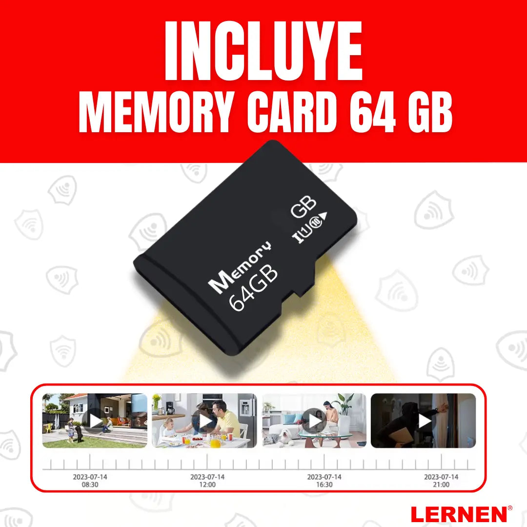 Cámara de seguridad Wifi Exterior Impermeable 3MP + SD 64 GB Lernen