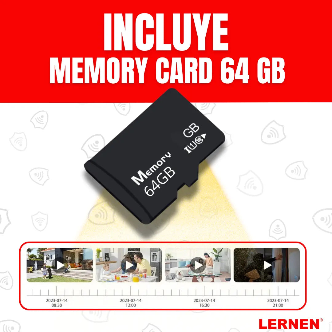 Cámara de seguridad Wifi Exterior Impermeable 4MP + SD 64 GB Lernen