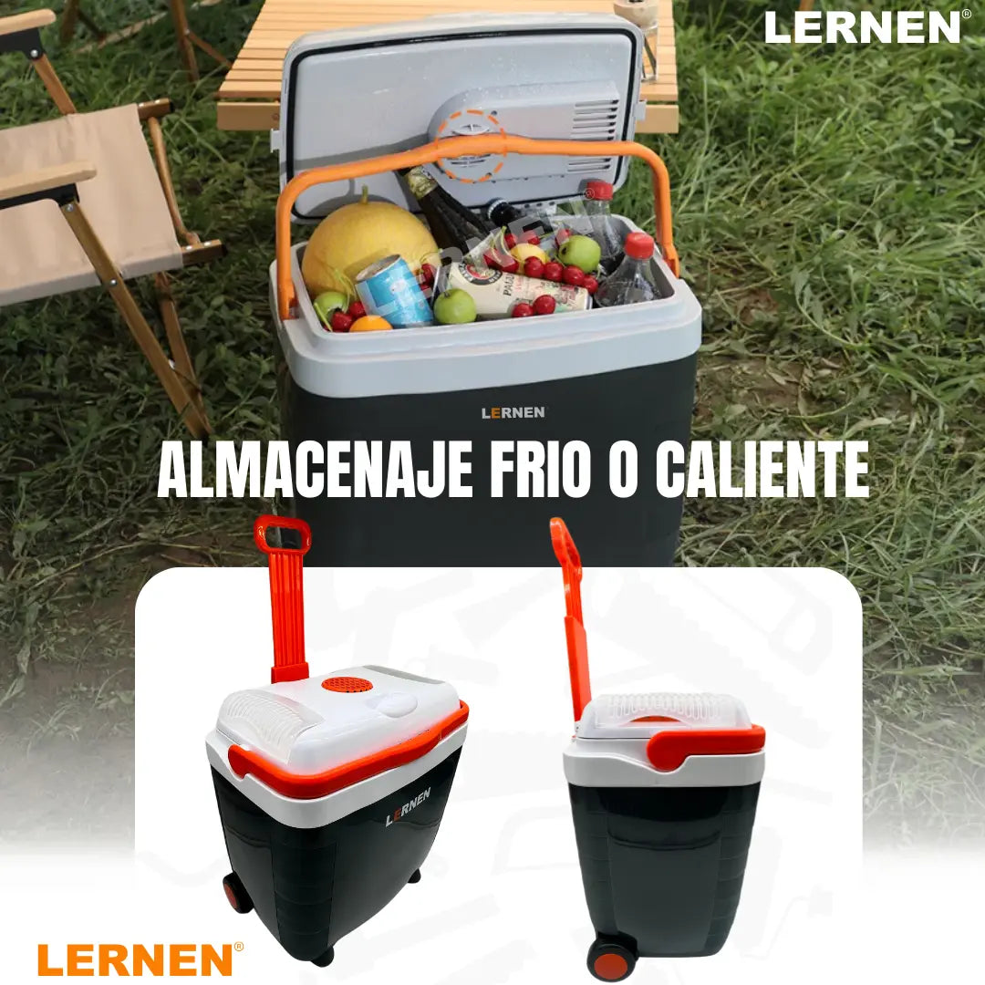 Cooler Pro Portátil con Ruedas 28 Lt 12v Para Autos O Enchufe Ac / Dc Lernen