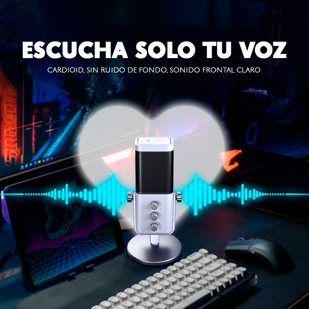 Micrófono de Streaming Podcast RGB Bitbyte M6 Gamer (BLANCO)