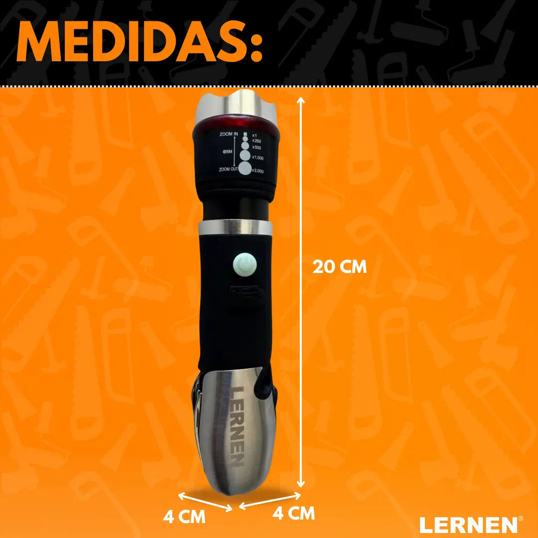 Linterna Recargable con Zoom Multiproposito Lernen