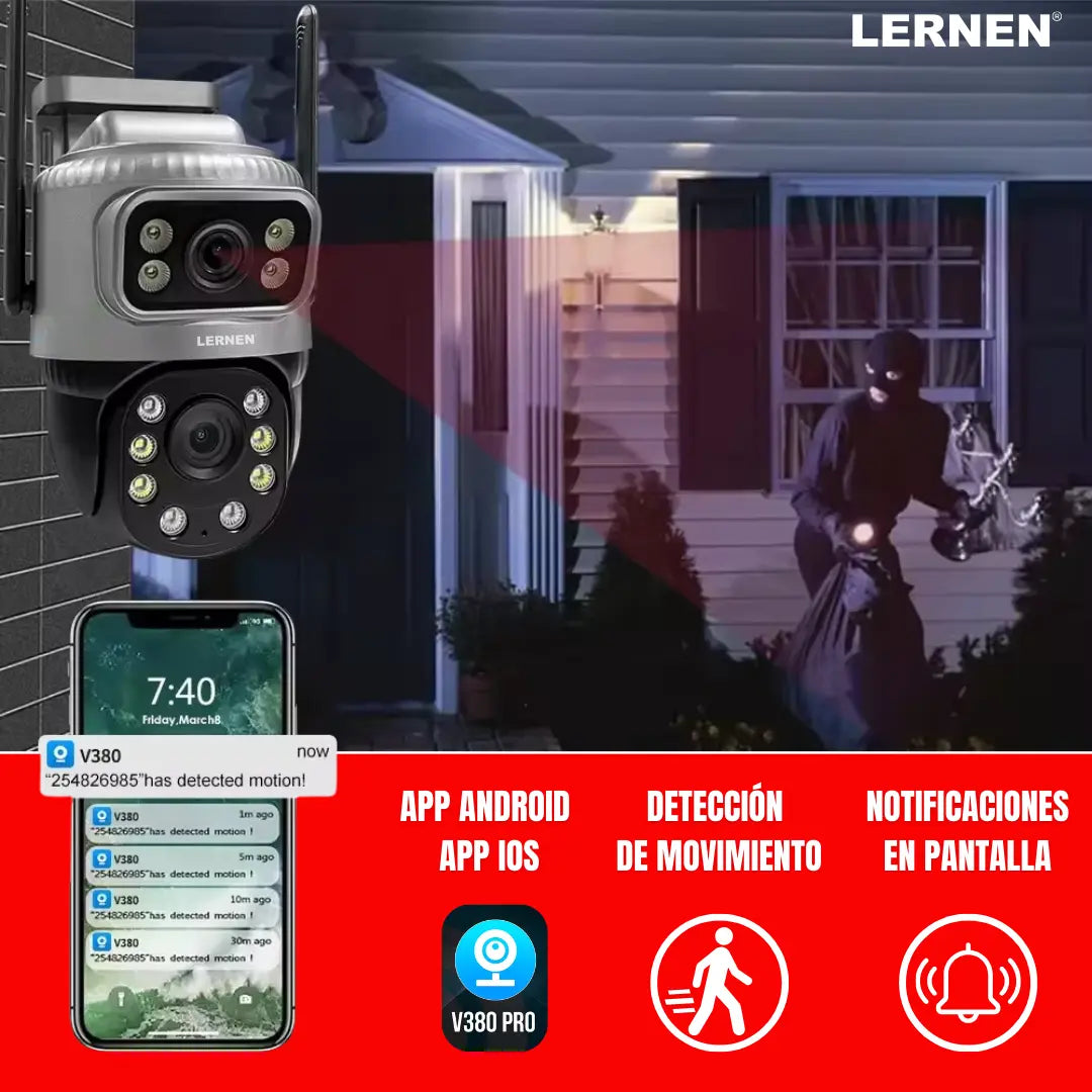 Cámara de seguridad Wifi Exterior Impermeable 3MP + SD 64 GB Lernen