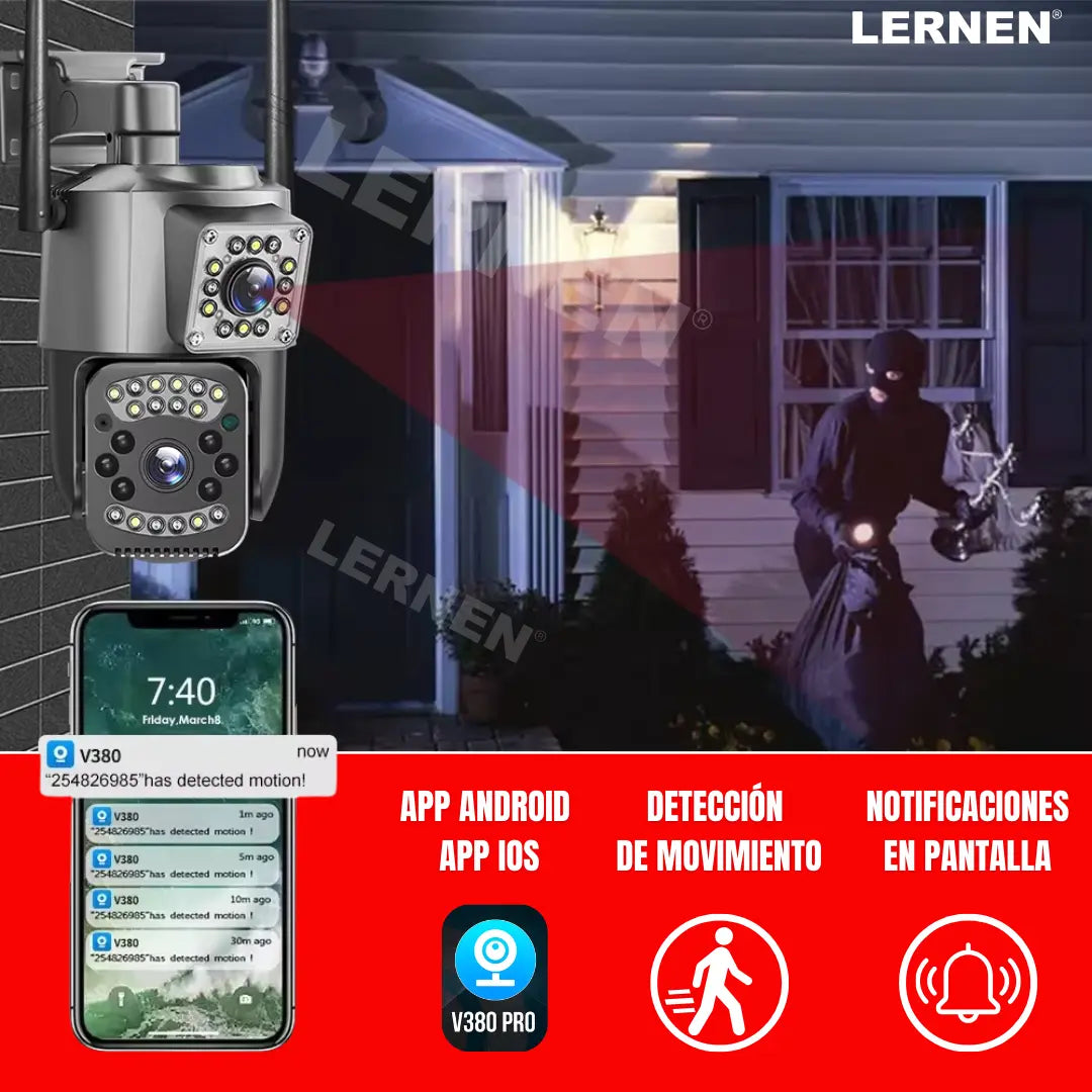 Cámara de seguridad Wifi Exterior Impermeable 4MP + SD 64 GB Lernen