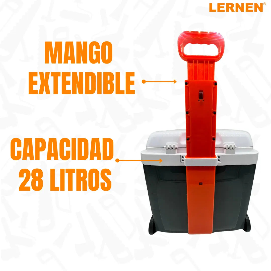 Cooler Pro Portátil con Ruedas 28 Lt 12v Para Autos O Enchufe Ac / Dc Lernen