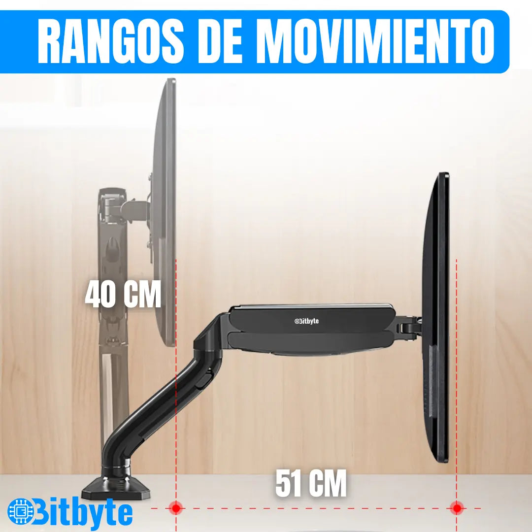 Soporte Monitor Escritorio 13 -32 Pulgadas Brazo Articulado Color Negro Bitbyte
