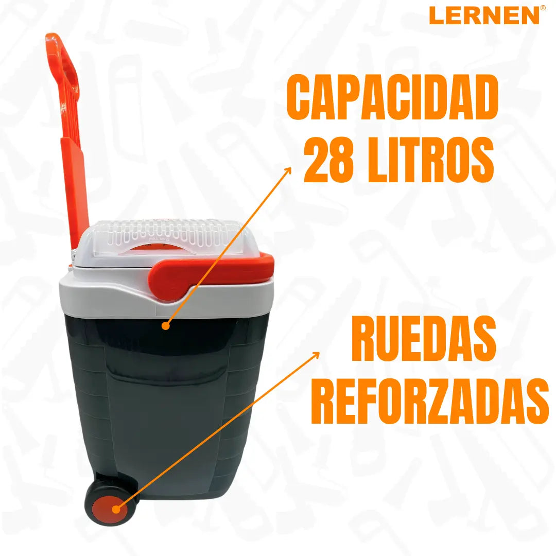 Cooler Pro Portátil con Ruedas 28 Lt 12v Para Autos O Enchufe Ac / Dc Lernen