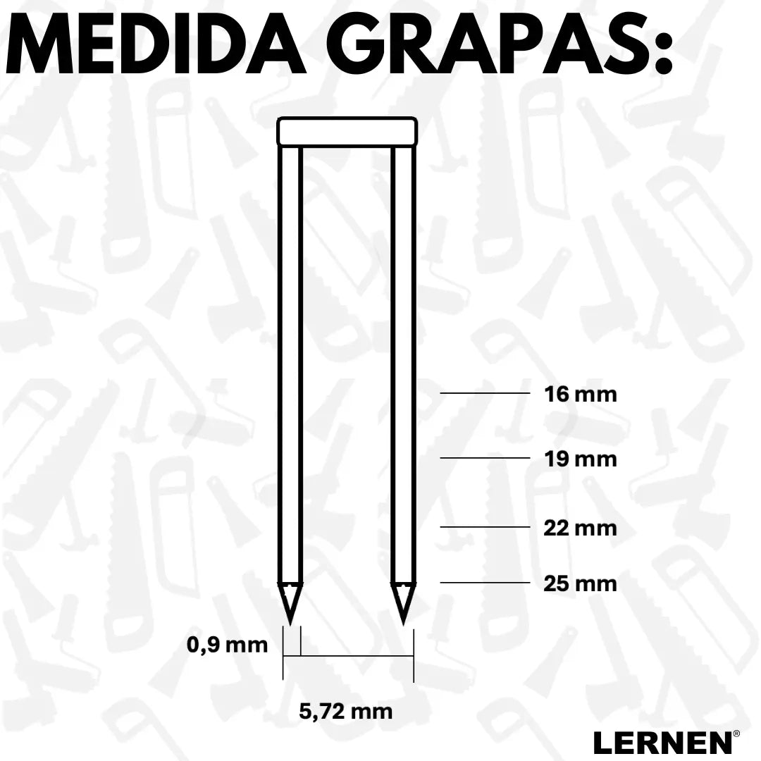 200 Grapas para Pistola de Clavos Inalámbrica LERNEN Lernen