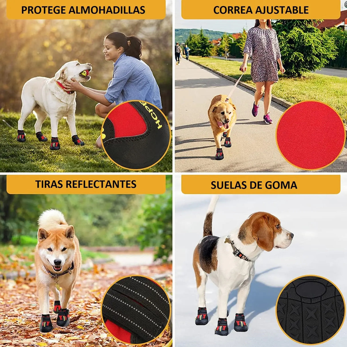 Zapatos Impermeables y Reflectantes Para Perros - Tallas Keru