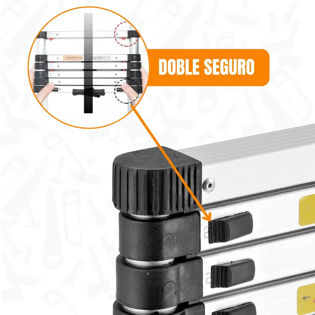 Escalera Telescópica Plegable 2.6 Metros Lernen Color Gris Lernen