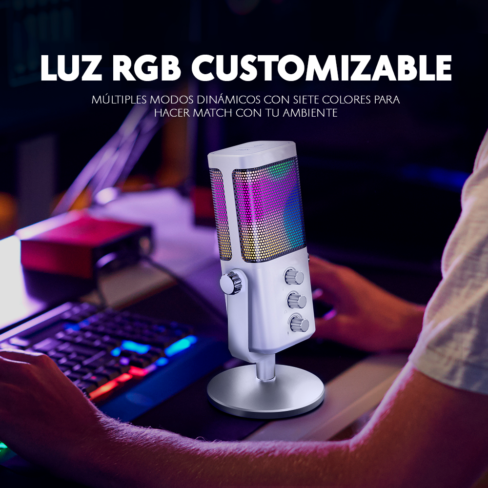Micrófono de Streaming Podcast RGB Bitbyte M6 Gamer (BLANCO)