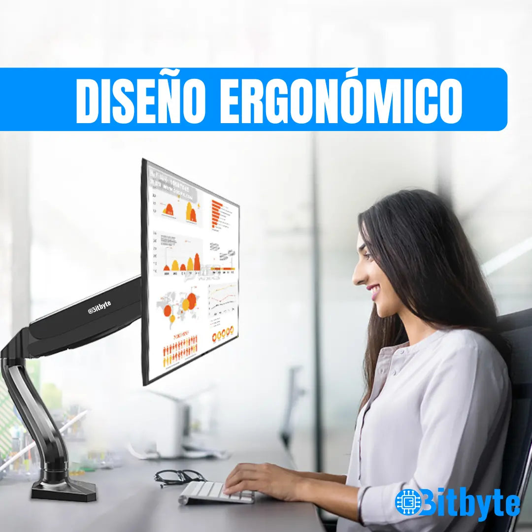 Soporte Monitor Escritorio 13 -32 Pulgadas Brazo Articulado Color Negro Bitbyte